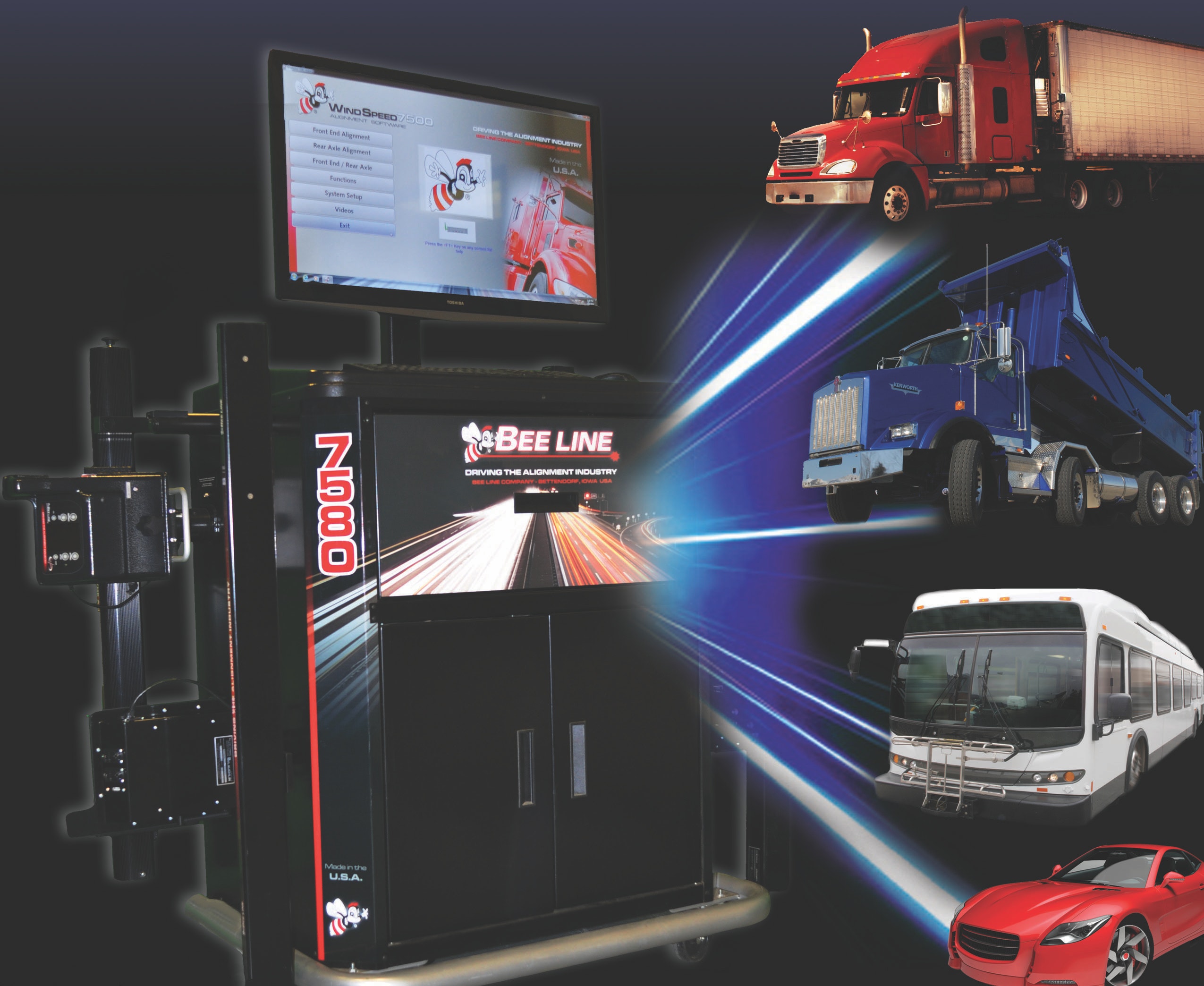 Versatile Bee Line Alignment System handles small cars, HD trucks